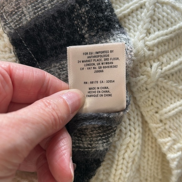 Anthropologie Angel of the North Molly Braken Sweater Womens Cream Gray Sz S